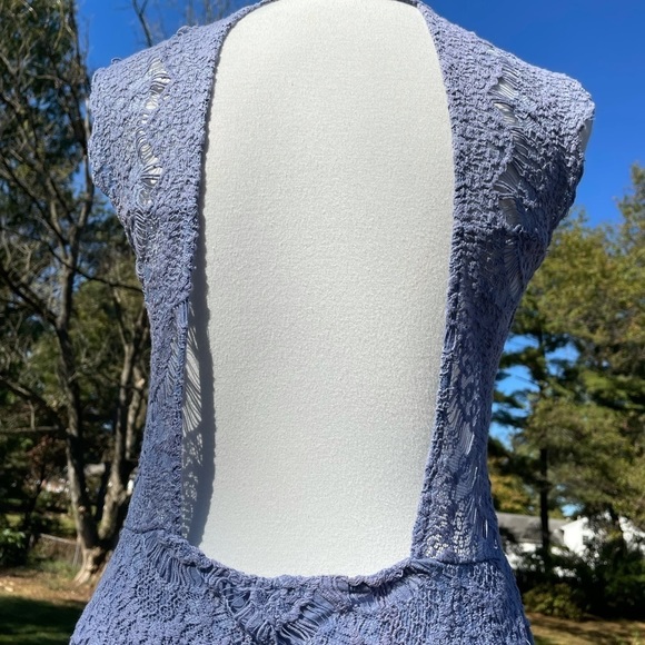 Free People crochet dress, steel grey violet. Open back - Picture 8 of 10